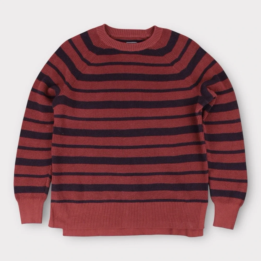 Lot of 2 Eddie Bauer‎ Women's Knit Sweaters Striped Cotton Crewneck Size S